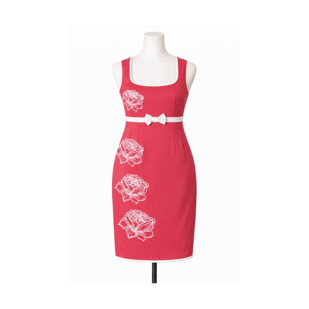 Retro Pin-Up Style Empire Waist 1940s 1950s Style Floral Roses Dress Hot to Trot